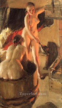 Mujeres bañándose en la sauna ante todo Suecia Anders Zorn Pinturas al óleo
